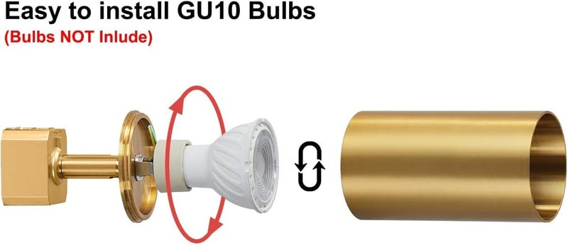 VANoopee GU10 Track Lighting Heads H Type Gold LED Track Light Heads Compatible with Halo Style System, MR16 GU10 Base Adapter Ceiling Spot Light Fixture Direction Adjustable, Pack of 4, No Bulbs - Image 3